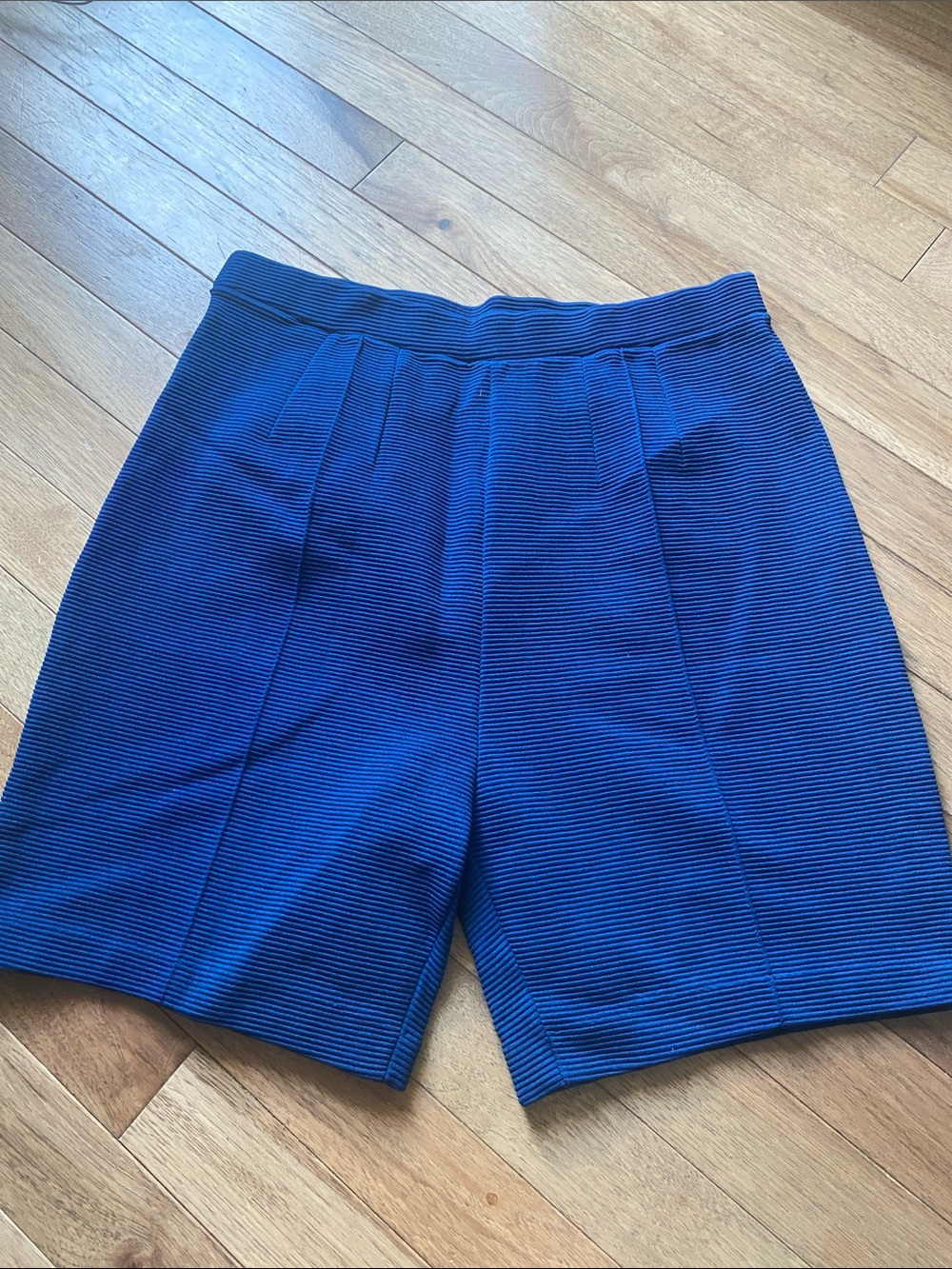 VTG Risa highwasted Ribbed Pull-up  Shorts — Deep Blue